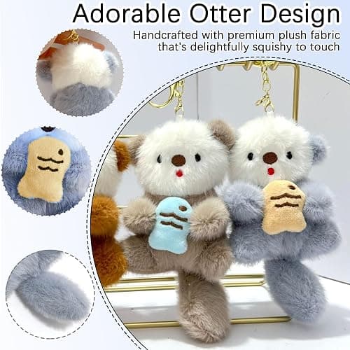 WIizyzfhy Cute Otter Keychain Charm & Bag Charm Animal Keychain Pendant | Suitable for hanging on keys,wallets,backpacks,shoulder bags,and handbags thumbnail 4
