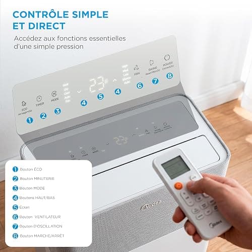 MIDEA Climatiseur PortaSplit Mobile Silencieux 4-in-1| 12000 BTU | Chauffage et Climatisation Portable Prêt à Poser 3,5kW- Clim Mobile avec rafraîchisseur, déshumidificateur, chauffage,ventilateur thumbnail 13