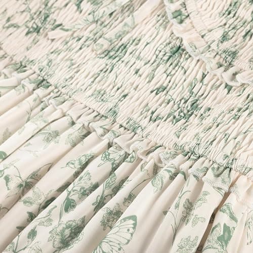 Scarlet Darkness Women's Floral Cottagecore Dress Smocked A Line Casual Milkmaid Sundress with Pockets thumbnail 7