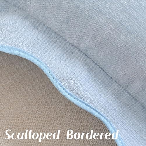 FUTEI Light Blue Decorative Throw Pillow Covers 18x18 Inch Set of 2,Double Stitch Scalloped Bordered Soft Chenille Cushion Cases,Modern Home Decor for Couch Bed Living Room thumbnail 3