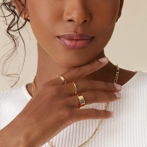 PAVOI 18K Gold Plated 3 Rings Set | Gold Stacking Rings for Women | Stacking Ring Set - Yellow Gold - 7 thumbnail 4