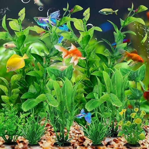 PietyPet Fish Tank Accessories Green Plants, 10pcs Green Fish Tank Decorations, Aquarium Decor Plastic Plants thumbnail 4