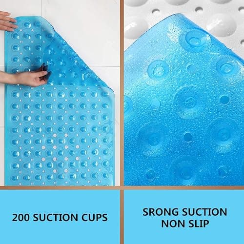 Upgrade Baby Bath Mat Non Slip Extra Long Bathtub Mat for Kids 40 X 16 Inch - Eco Friendly Bath Tub Mat with 200 Big Suction Cups,Machine Washable Shower Mat,Blue thumbnail 4