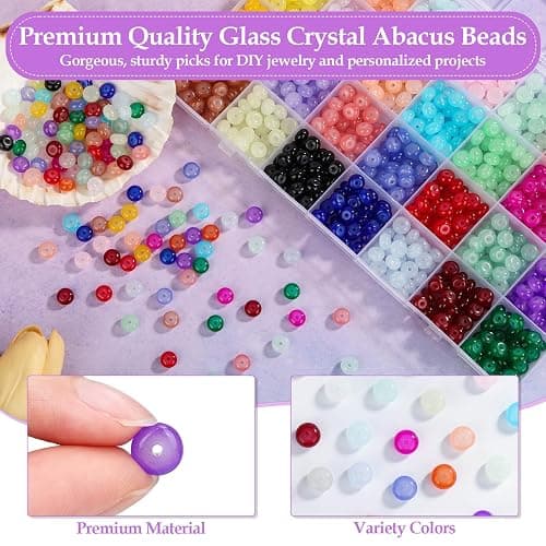 shynek 1120 Pieces Rondelle Beads for Jewelry Making, 28 Colors Glass Abacus Beads, Spacers for Bracelets, Jewelry Making and DIY Crafts, 5x8mm thumbnail 5