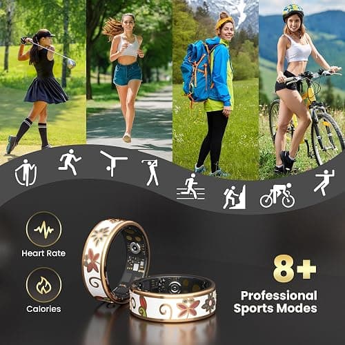 Enamel Craft Smart Ring for Women & Men - No Subscription Fee Fitness Tracker with Sleep Tracking, Heart Rate, SpO2 - IP68 Waterproof for iPhone Android - Activity Tracker, Remote Camera Size7 thumbnail 3