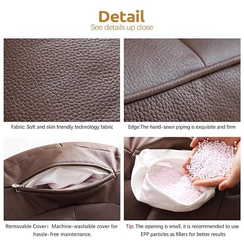 ISAENNE Kids Bean Bag Chair Cover (No Filler),Coffee Zipper Bean Bags Chair Cover,Memory Foam Fillable Beanbag Chair Cover,Suitable for Children,19.7" * 19.7" * 17.7" - Coffe - Medium thumbnail 7