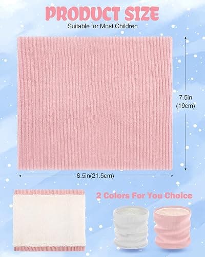 Chicingyou 2 Pack Fleece Neck Warmers for Kids Winter Thick Neck Warmer Cover Knitted Lined Ski Winter Scarf for Boy and Girl thumbnail 2