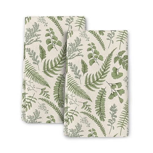 Wovoto Cute Botanic Dish Towels for Drying Dishes, Absorbent Decorative Sage Green Herbs Leaves Kitchen Towels,Hand & Tea Tewel for Kitchen Baking Bar Spring Summer Decor - Image 1