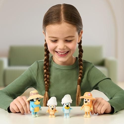 Bluey Figure 4-Packs, Family Trip, 2.5 Inch Poseable, Bingo, Bandit and Chilli, with Accessories, Kids Can Recreate Their Favorite Moments - 5 - Family Trip thumbnail 2