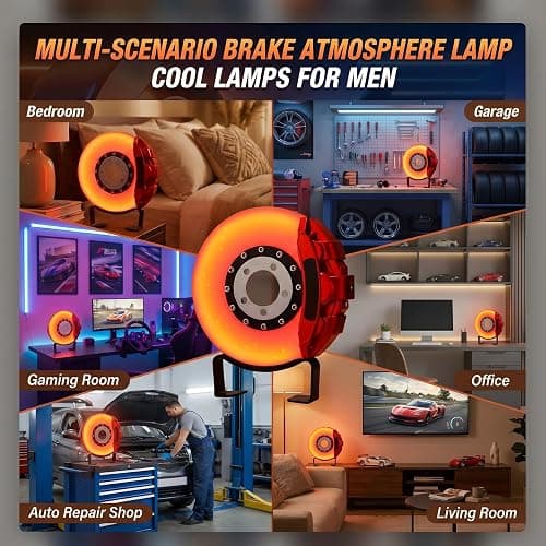 WILLBOND Brake Disc LED Lamp Car Guy Gifts for Men, Red - Orange Yellow | Cool Car Lamps, Rechargeable Ambient Touch Night Light, Unique Gifts for Him, Dad, Racing Lover, Fans, Birthday, Christmas thumbnail 6