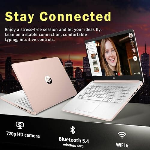 HP Stream 14" HD Laptop, Intel Processor N150, 4GB RAM, 128GB UFS, Intel Graphics, Webcam, Wi-Fi 6, Long Battery Life, Copilot, Windows 11 S, Gold (Renewed) thumbnail 4