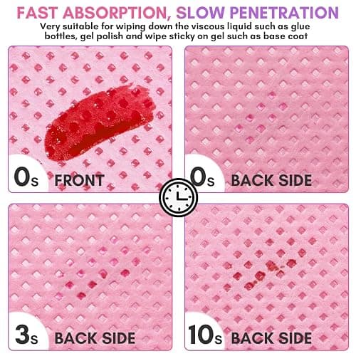 Makartt Lint Free Nail Wipes: Nail Polish Remover Pads 1000PCS Eyelash Extension Glue Wipes, Super Absorbent Soft Gel Nails Wipes Dry Wipes for Nail Prep and Gel Polish Remover, Pink thumbnail 5