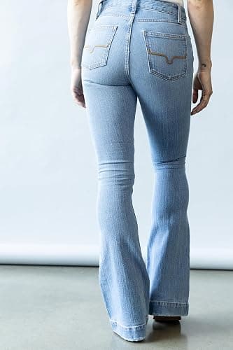Kimes Ranch Women's Jennifer Ultra-High Rise Wide Flare Dark Wash Blue Jeans thumbnail 3