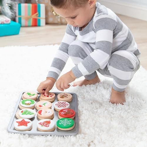 Melissa & Doug Slice and Bake Wooden Christmas Cookie Play Food SetPretend Holiday Santa Cookies for Kids 3+ thumbnail 7