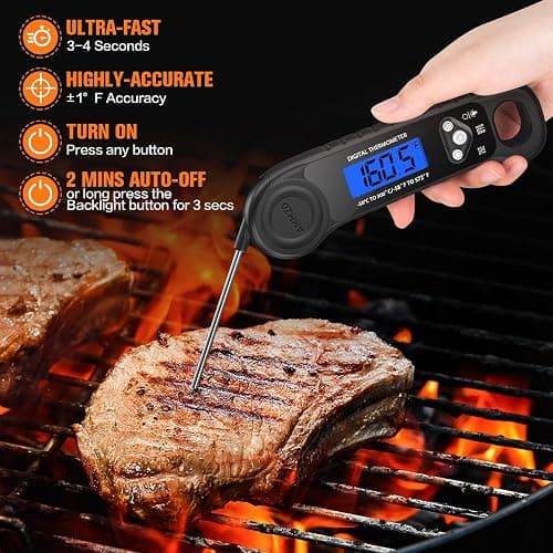 AMMZO Meat Thermometer Digital, Instant Read Food Thermometer for Cooking Deep Fry BBQ Oven Grill Smoker Roast and Candy Thermometer, Stocking Stuffers Gifts for Men Women thumbnail 2