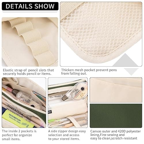 EASTHILL Big Capacity Pencil Case Pouch Pen Case Simple Stationery Bag School College Office Organizer for Teens Girls Adults Student thumbnail 6