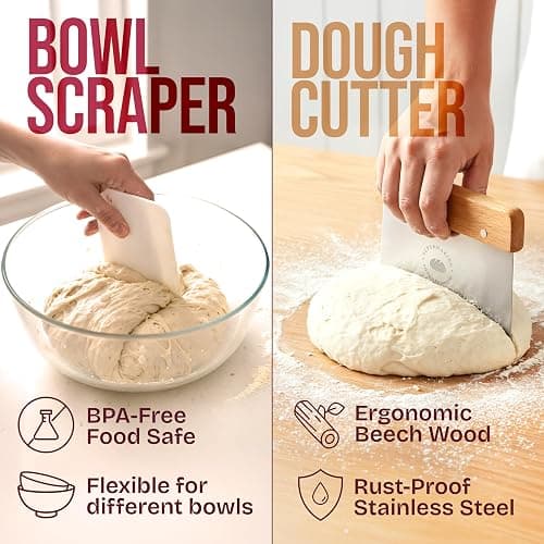 Superbaking Banneton Bread Proofing Basket Set with Silicone Dough Sling, 9" Splinter-Free Proofing Basket, Non-Stick Dutch Oven Liner, Sourdough Starter Kit, Sourdough Bread Baking Supplies & Tools thumbnail 8