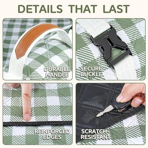 Genovega Waterproof Picnic Blanket Beach Outdoor Camping Mat Rug Extra Large Foldable Cute Big Travel Essential Accessories Gift Park Patio Lawn Garden Grass Ground Music Festival Must Have Checkered thumbnail 6