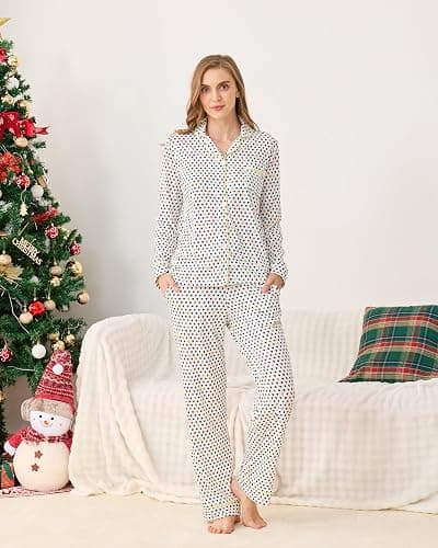 HMPEAIIY Women Y2k Monkey Pajamas Set Button Down Sleepwear Loungewear Pjs for Jammies Party Christmas Thanksgiving Gift thumbnail 6