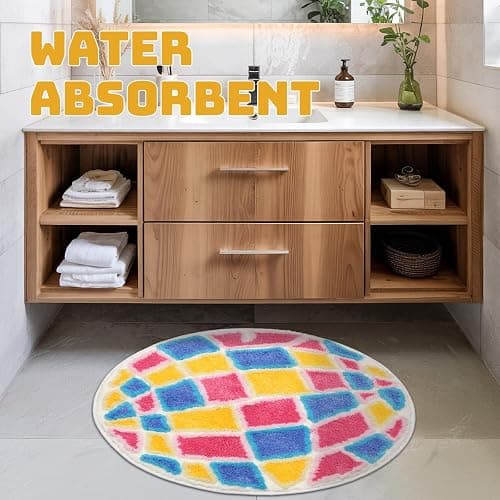 Percozzi 80's Disco Ball Bath Rug 25.5" Music Funky Bathroom Mat Absorbent Tufted Rug Area Mat with Non-Slip Backing Bath Mat for Vintage Retro Rugs Gift for Disco Lover thumbnail 5