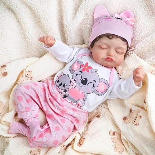 BABESIDE 4 PCS Reborn Baby Doll Clothes 20 Inch Koala Pattern Outfit Accessories Set for 17-22 Inch Baby Dolls Girls Clothing with Hat, Pink thumbnail 2