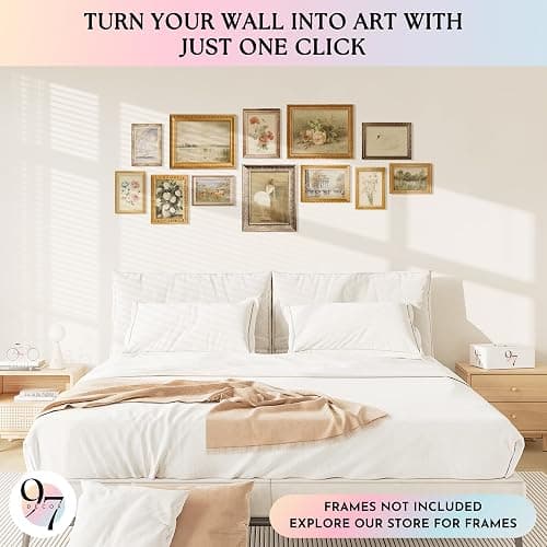 97 Decor French Decor For Home - Country French Wall Art Posters, Vintage Floral Pictures, Vintage Art Gallery Wall Prints Landscape Painting For Bedroom Decorations (Unframed) thumbnail 3