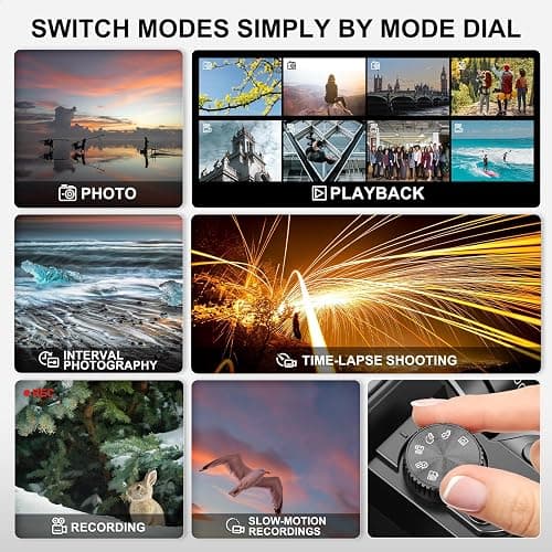 Ture 48MP&4K Digital Cameras for Photography with WiFi & App Control, Vlogging for YouTube with Bag,Compact Travel Camera,Perfect for Entry-Level Users and Beginners with Macro&Wide Lens-32GB Card thumbnail 5