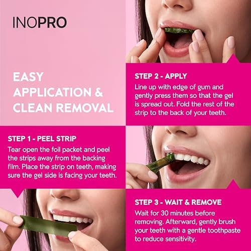 InoPro Teeth Whitening Strips 14 Treatments Kit - Enamel Safe Teeth Whitener, Peroxide-Free, Green White Strips for Teeth Whitening with Arbutin, Coconut Oil, Deep Stains Removal (28 Strips) thumbnail 7