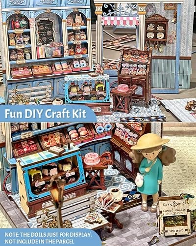 CUTEBEE Book Nook Kit - DIY Miniature House Bakery Patisserie Dollhouse Kit for Adults, Booknook Tiny House Bookshelf Decor 3D Wooden Puzzle, Gifts for Family, Friends (Sweet Marie) thumbnail 4