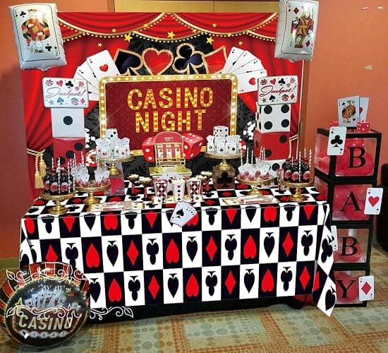Casino Theme Party Decorations - Contain Casino Backdrop & Poker Tablecloth Las Vegas Theme Game Night Photography Background for Casino Birthday Party Supply thumbnail 3