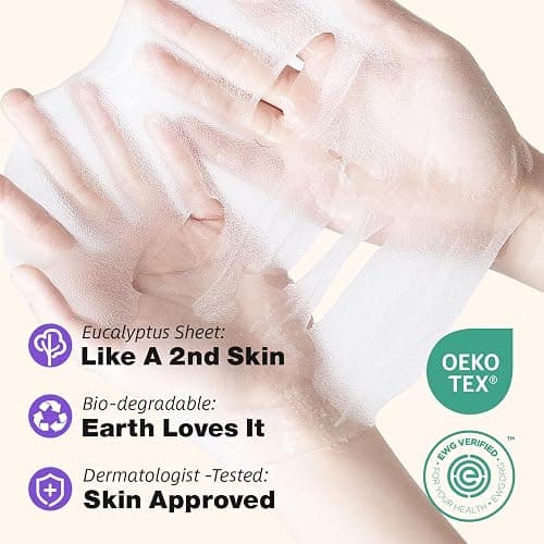 ZealSea Clean Beauty Face Masks Skincare, Minimalism 15 Ingredients Sheet Mask, Deep Hydration Facial Mask for Bouncy & Glowing, Sleepover Spa Party Supplies, Women Teen Girl Gifts Trendy Stuff, 7Pack thumbnail 6