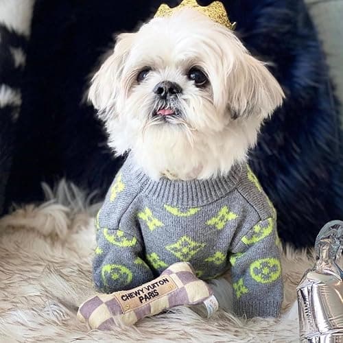 Haute Diggity Dog Checker Chewy Vuiton Bone, Plush Designer Dog Toys with Interactive Squeaker, Stimulating Pet Enrichment, Machine-Washable & Safe Materials for All Breeds, Size Small thumbnail 6