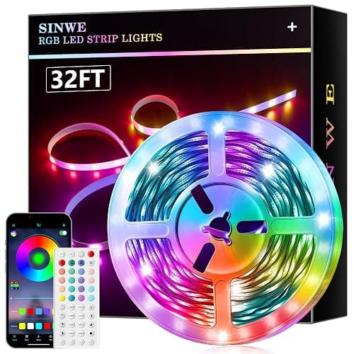 Led Lights Strip for Bedroom,Led Lights for Bedroom 32.8FT Music Sync Color Changing Led Strip Lights with Remote and App Control RGB Strip for Room Home Party Decoration - Image 1
