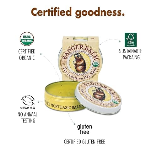 Badger Balm Unscented, 100% Organic Olive Oil & Beeswax, Fragrance Free Hand Cream, Long Lasting Sensitive Skin Moisturizer, 2 oz Tin thumbnail 7