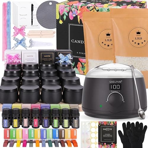 SAEUYVB Candle Making Kit for Adults with Hot Plate, DIY Starter Soy Candle Making Supplies/Kit - Perfect as Home Decorations（Black） - Image 1
