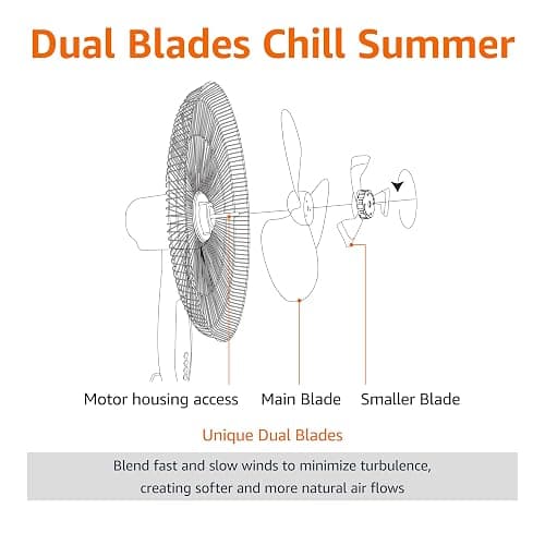 Amazon Basics 16" Pedestal Fan with Remote for Bedroom, Living Room, Office, Adjustable Height, Dual-Layered Blades, 3 Speeds, 3 Modes, Timer, Tilt Head, 60W, Black thumbnail 4