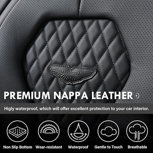 Coverado Seat Covers, Car Seat Covers Full Set, Black Car Seat Cover, Car Seat Covers Front Seats Back Seat Cover, Waterproof Car Seat Cushion, Leather Seat Covers Seat Protector Fit for Most Cars thumbnail 6