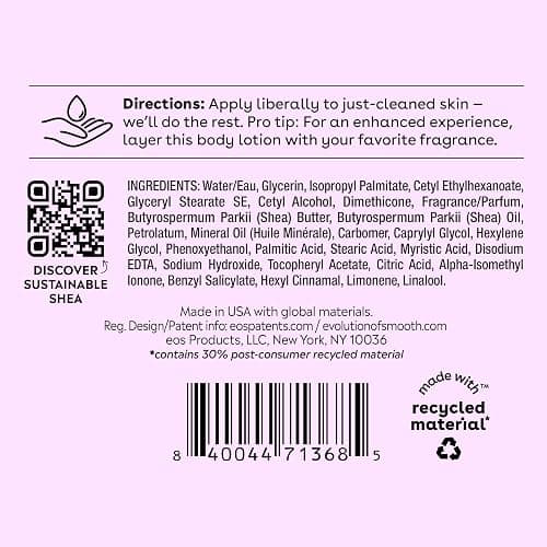 eos Shea Better Body Lotion, Fresh & Cozy, 24-Hour Moisture Skin Care, Lightweight & Non-Greasy, Natural Shea, Vegan, 16 fl oz thumbnail 8