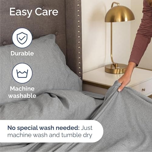 Queen Size 4 Piece Sheet Set - Comfy Breathable & Cooling Bed Sheets Set - Hotel Luxury Bedding for Women, Men, Kids, Teens, Boys & Girls - Deep Pockets, Soft & Wrinkle Free - Grey (Heathered Sheets) | Queen Size, 4 Piece, Hotel Luxury, Grey, Heathered Sheets thumbnail 6
