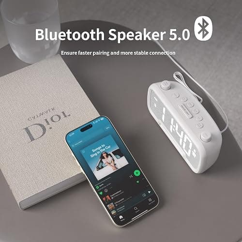 Alarm Clock Radio with Bluetooth Speaker, FM Radio, High Fidelity Sound, Bedside Clock with 2 Charging Ports, Adjustable Dimmer & Volume, Night Light, Auto-off Timer, Ideal for Bedroom and Home Office thumbnail 4
