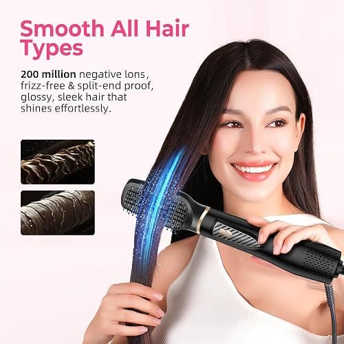 Atopskins 5 in 1 Blow Dryer Brush Set, 1000W Professional Hot Air Styler, Ionic Hair Dryer Brush, 3 Heat Settings, Auto Curling, Fast Drying, Ideal Hair Styling Tools Gift for Women (Black Gold) thumbnail 6