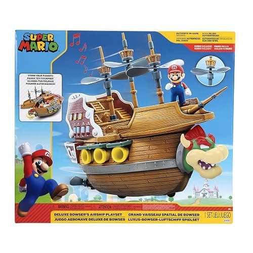 Super Mario Deluxe Bowser's Air Ship Playset with Mario Action Figure – Authentic in-Game Sounds & Spinning Propellers thumbnail 6