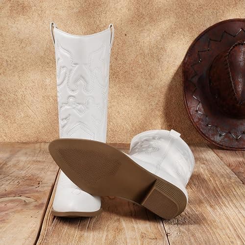 DREAM PAIRS Women's Cowboy Boots Pull On Cowgirl Boots Mid Calf Western Boots, Available in Regular and Wide Calf thumbnail 5