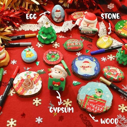 Pagather 120 Colors Acrylic Paint Markers, Dual Tip Fine Tip and Brush Tip Pens Contain 24 Metallic Color for Stone, Wood, Calligraphy, Canvas, Ceramic, Metal, Glass, Rock Painting, DIY Crafts thumbnail 7