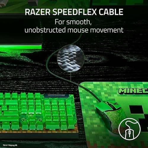 Razer Cobra Wired Gaming Mouse: 58g Lightweight - Gen-3 Optical Switches - Chroma RGB Lighting Underglow - Precise 8500 DPI Optical Sensor - 100% PTFE Mouse Feet - Speedflex Cable - Minecraft Edition thumbnail 7