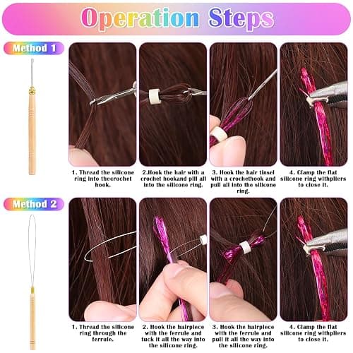 6000 Strands Hair Tinsel Kit in 20 Colors, Glitter Tinsel Hair Extensions Kit Heat-resistant, Fairy Hair Tinsel Tool for Shiny Hair Extension, Women Girls Hair Accessories at Party thumbnail 7