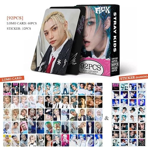 KPOPBP Stray Kids Photocards 60 PCS SKZ Rock Star Album Photo Cards with 32 PCS Stickers KPOP Gift Lomo Cards Merch for SKZ Boys and Girls (Felix) thumbnail 2