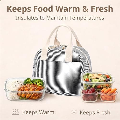 LOVELYWIND Lunch Box for Women Cute Lunch Bags for Women Lunch Tote Bags Reusable Insulated Lunch Box Large Capacity Reusable Insulated Cooler for Work or Travel Gifts or Beach thumbnail 4