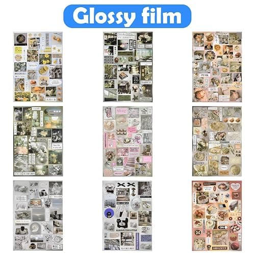 LATUMCO Japanese Retro Misty Rain Sticker Book- 30 Sheets Vintage Aesthetic Stickers, with Glitter, Matte & Glossy Finishes for Journaling, Scrapbooking, Phone Case & DIY Decoration（4x5.6 Inch） thumbnail 5