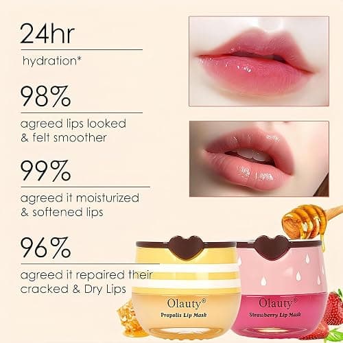 10 PCS Bee Lip Balm Honey Pot, Honey Lip Balm Bulk, Moisturising Sleep Lip Mask Overnight with Sticks, Reduce Lip Lines, Exfoliating Prevention Dry and Crack Lip Scrubs thumbnail 3